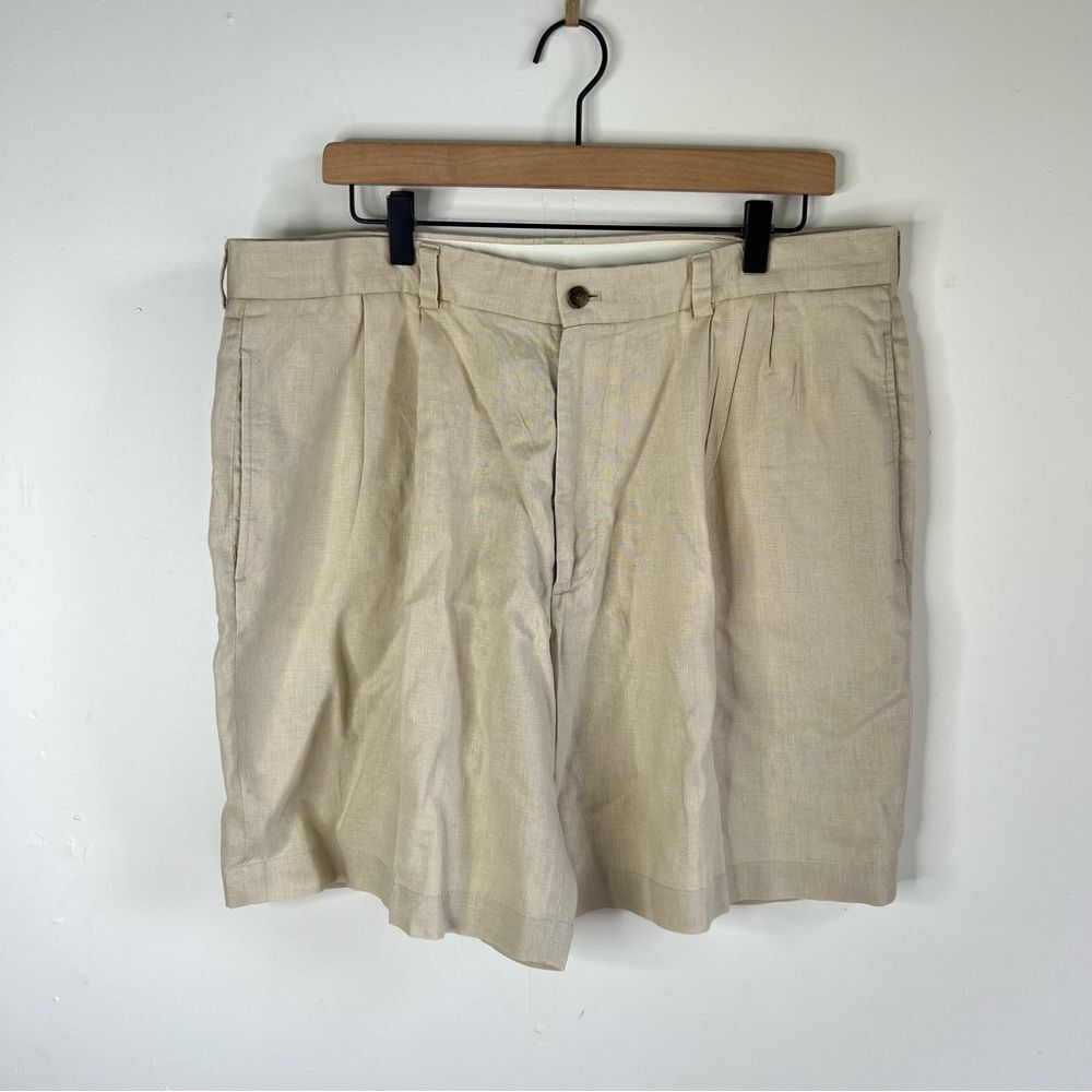 Brooks Brothers 346 Tan Linen Summer Shorts Neutral Color 38 Waist